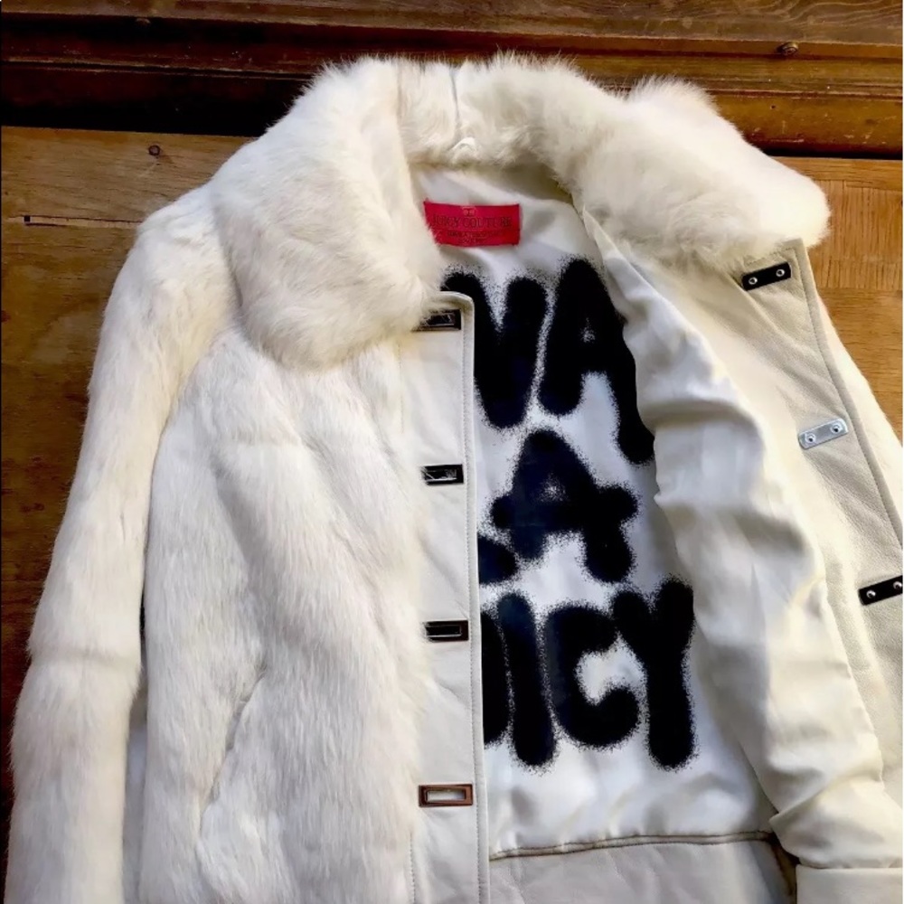 Viva la juicy white rabbit fur jacket size s/m